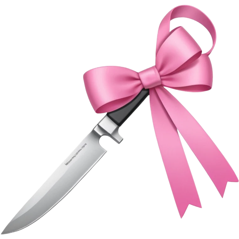 Only one object: a kitchen knife. A pink ribbon bow is tied directly on the knife handle. No other items. No decorations. Minimal emoji style emoji