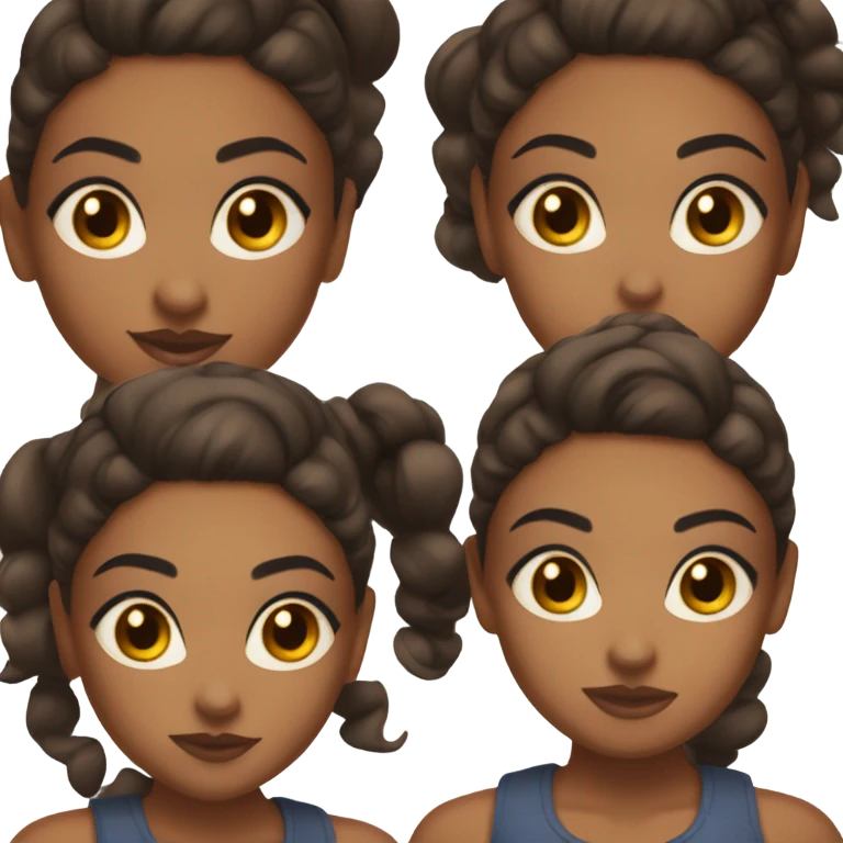 A brown skin girl with dark brown eyes, dark brown eyebrows, wearing a crop top and a slicked back bun ￼ emoji