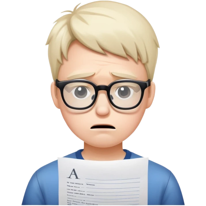 sad student with failed test paper emoji