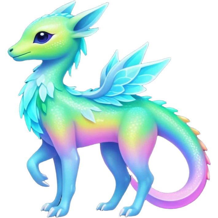 Shiny Exotic Colorful Neon-colored Ethereal Sparkly Amaura-Aurorus-Fakémon-hybrid-creature (full body)  emoji