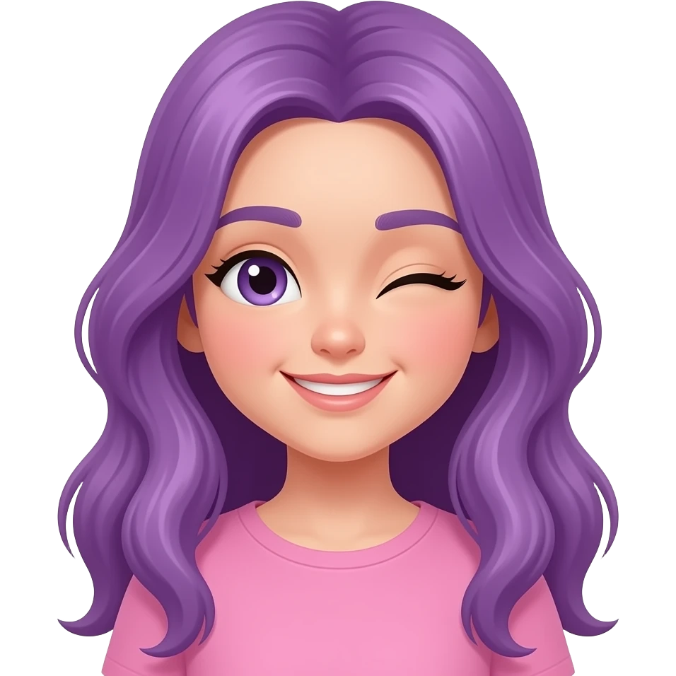 GIRL WITH LONG PURPLE HAIR IS WINKING emoji