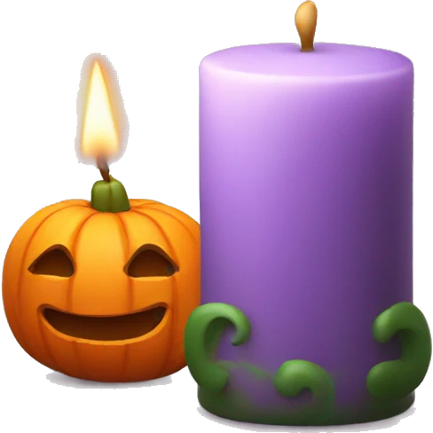 Candle with pumpkin emoji
