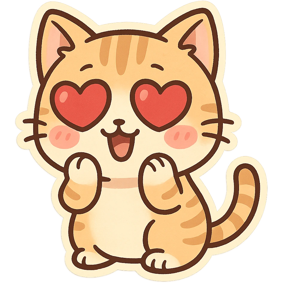 Chibi Kitty Heart Eyes emoji