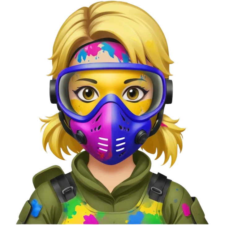 paintball player face girl emoji