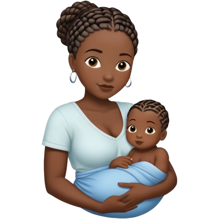black mommy cornrows breastfeeding black baby boy emoji