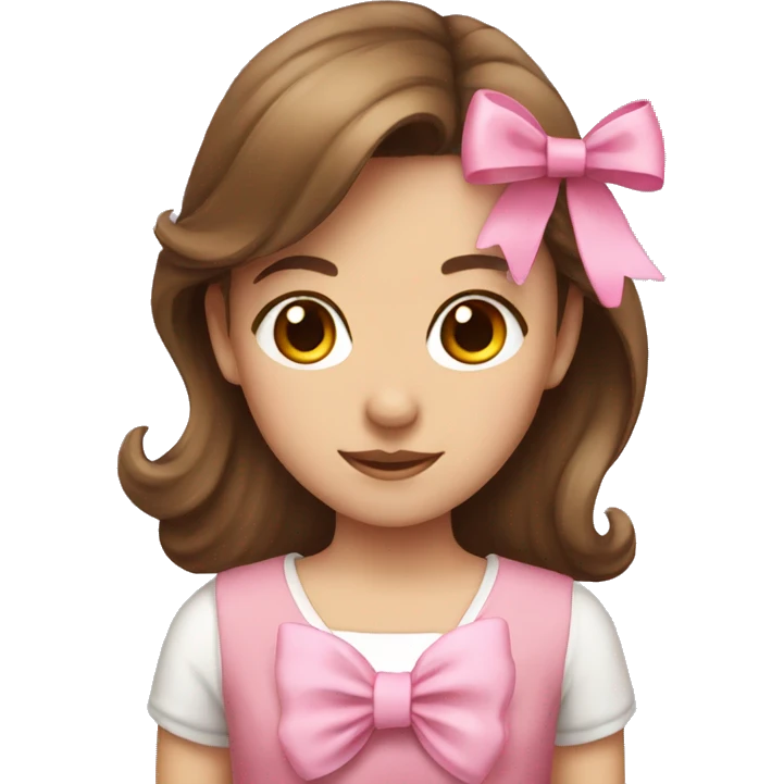 Girl with brown hair and pink bow emoji
