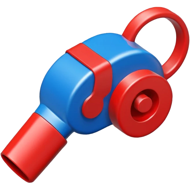 whistle in blue (#00A3E0) and red (#F9423A)  emoji