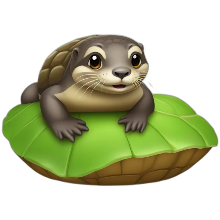 Une loutre sur une tortue emoji