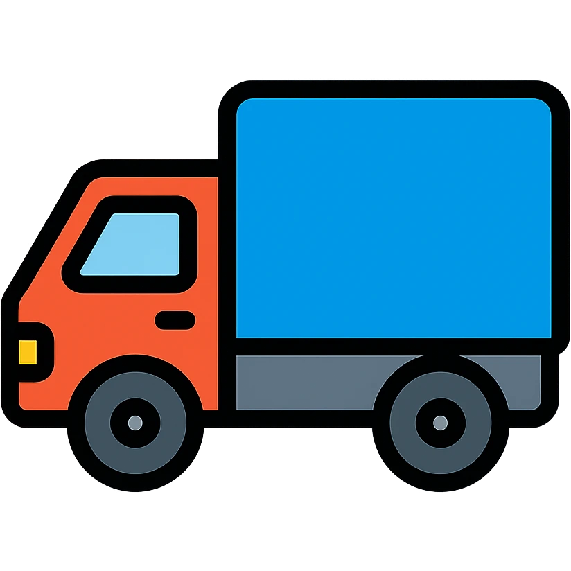 a detailed icon of a truck with black outlines and color fill emoji