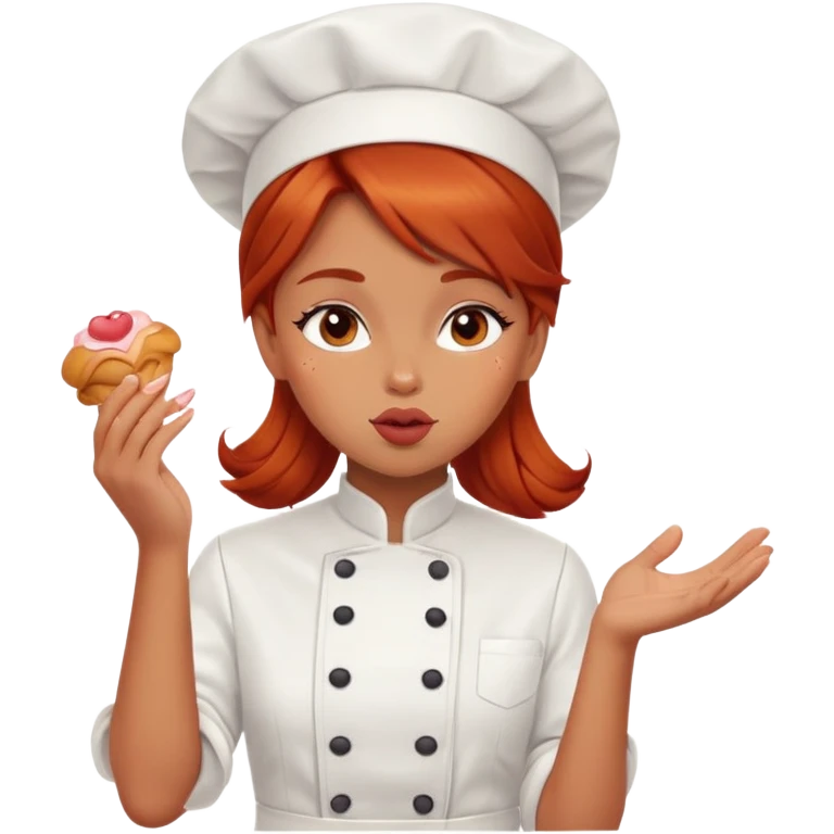 Redhead girl Pastry Chef with eyes blowing kisses emoji