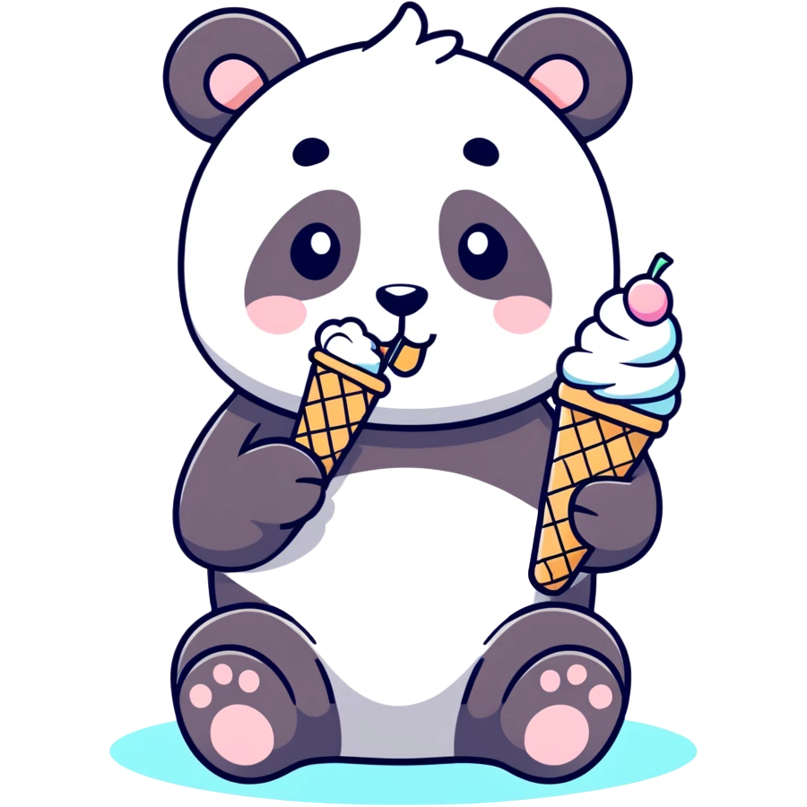Panda eating ice cream emoji
