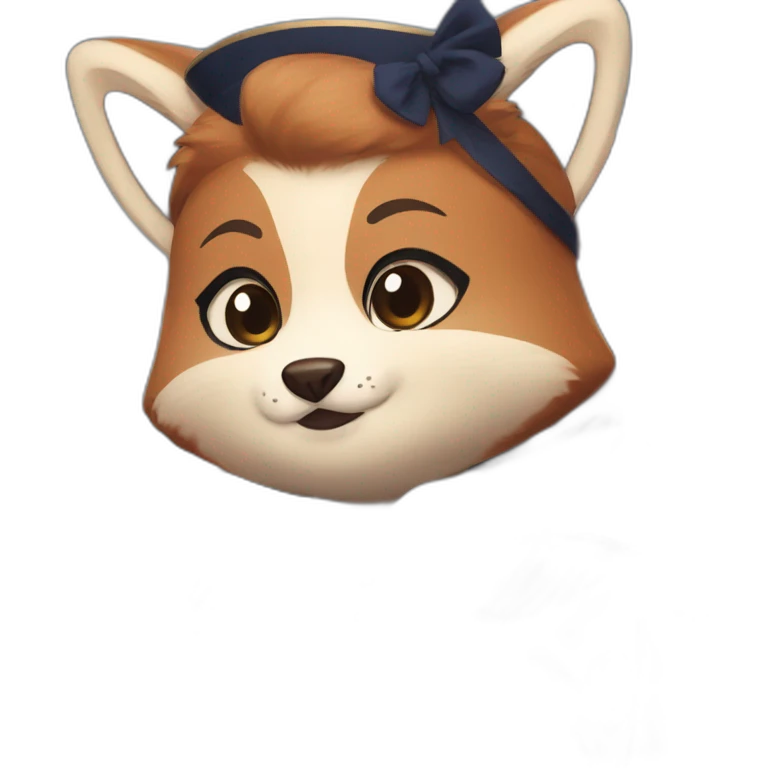 Retsuko The Red Panda Who Wears pair of Brown Show And DARK blue Woman uniform emoji
