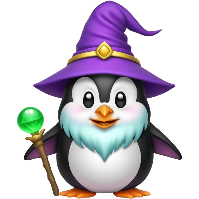 a troll emoji holding the wizard emoji upside down with a cute penguin watching emoji
