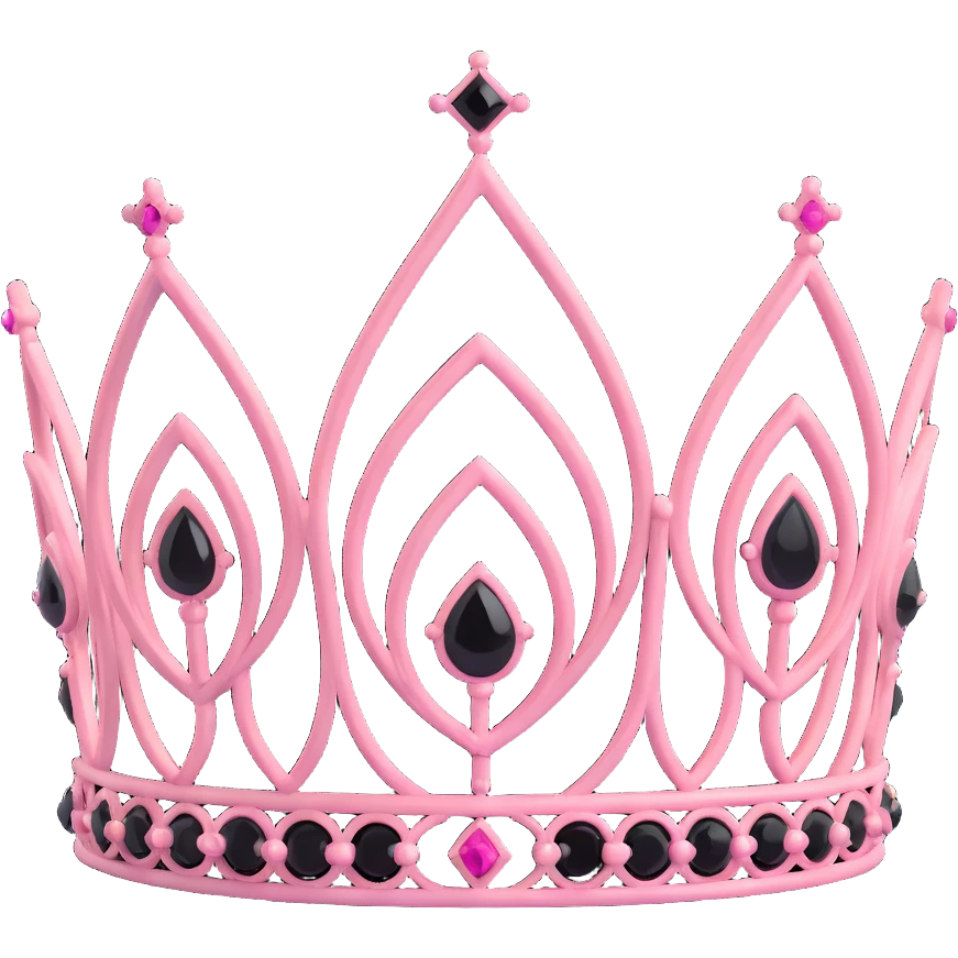 realistic 3D gothic tiara with black and pink accents, minimal and regal emoji