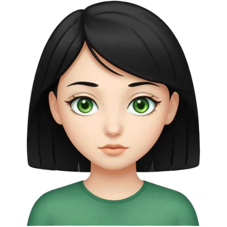 Middle black hair girl with green eyes emoji
