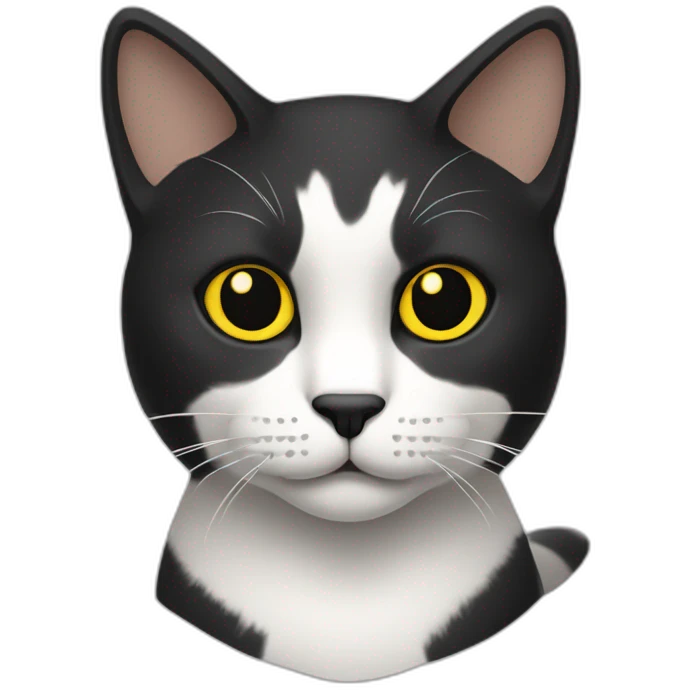 Gato de color negro, blanco con amarillo emoji