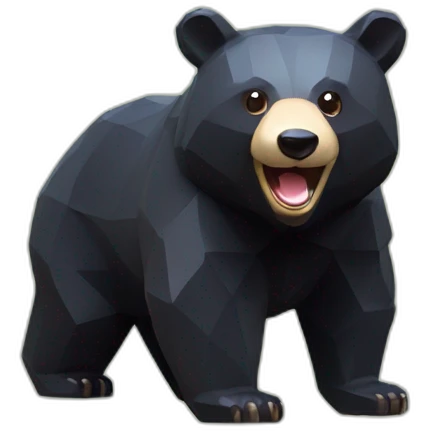 Happy Lowpoly black bear with oil emoji