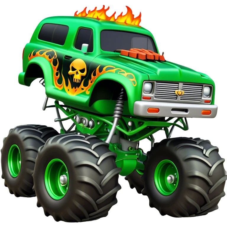 Grave Digger - Monster Jam (Model Year: 2022) (Iconic colour: Green with flames) emoji