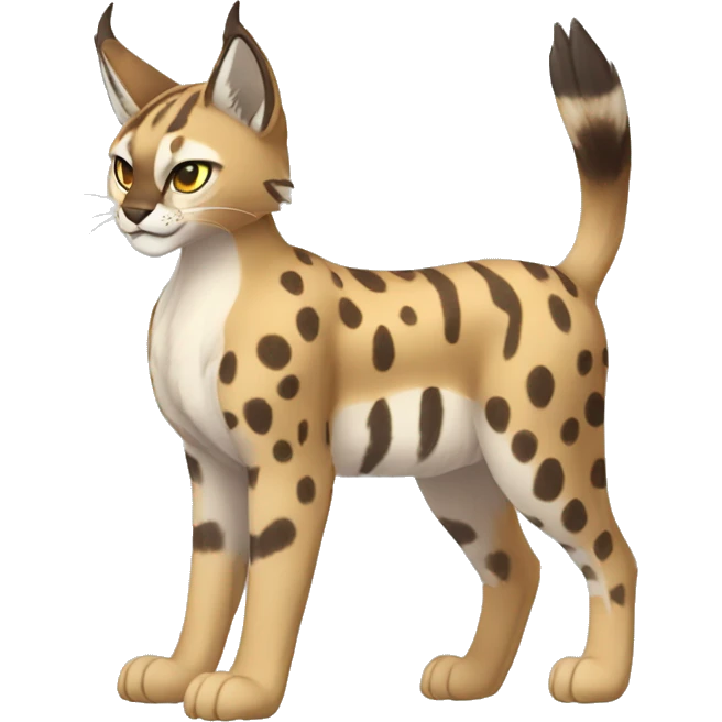 Striped and spotted Lynx-Caracal-Fakemon-hybrid full body emoji