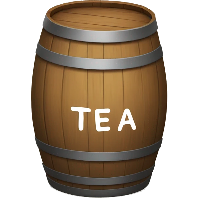 Wooden barrel that says "TEA" with big letters on it emoji