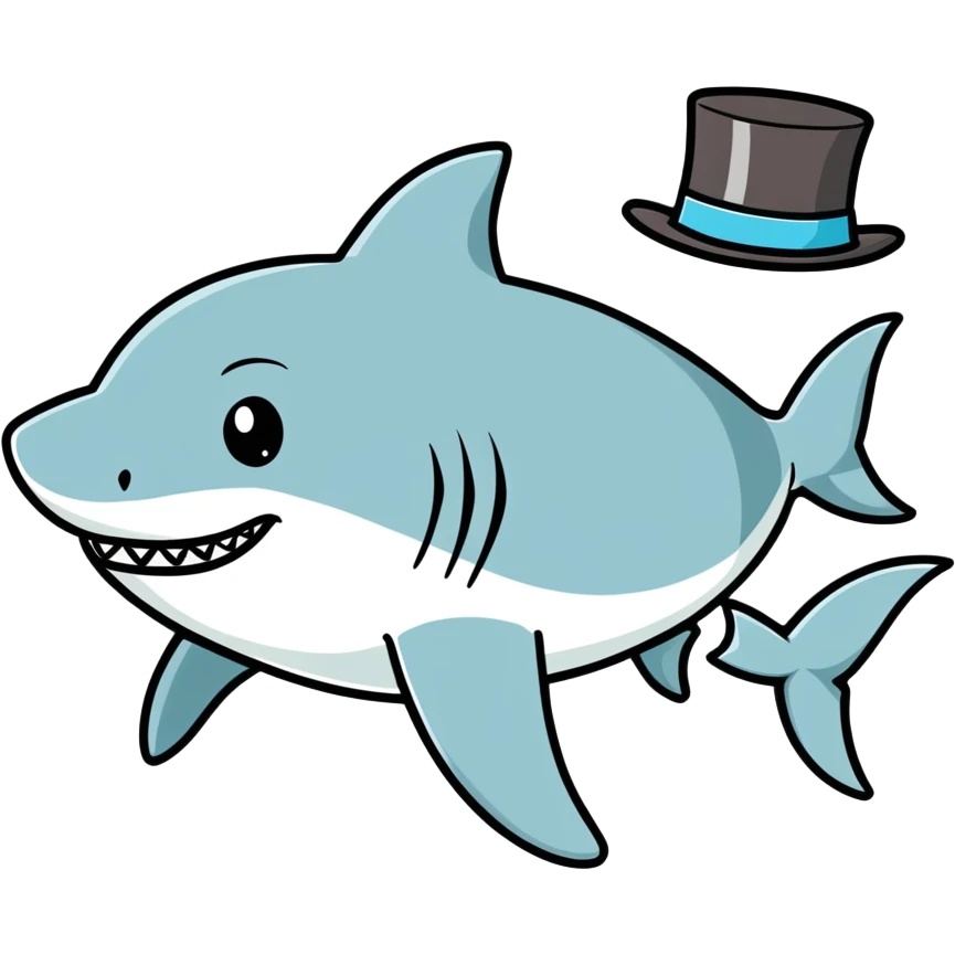 Shark with a top hat emoji