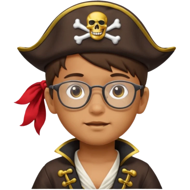 kid boy with pirate costume wearing glasses emoji