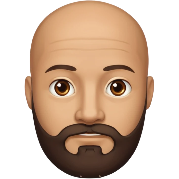 Dark brown medium length beard bald man,  emoji