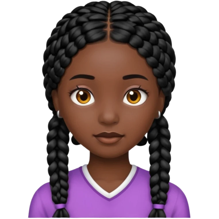 very black skin girl with black braids emoji