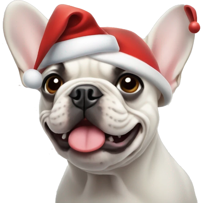 French bulldog with Christmas hat  emoji