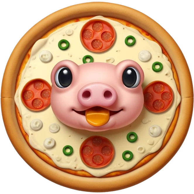 Pizza with pig nose and frog eyes emoji