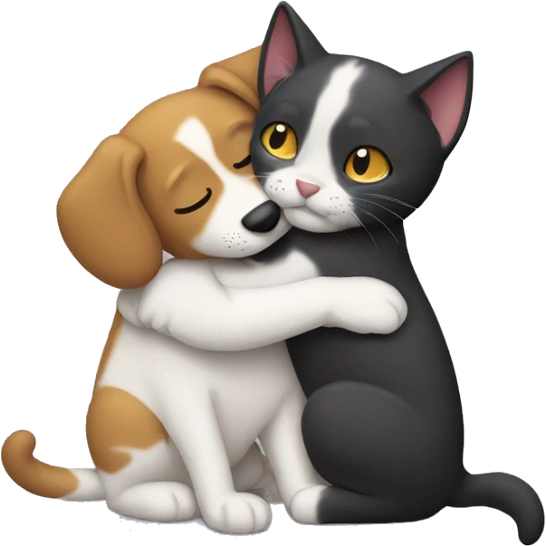Cat hugging dog emoji