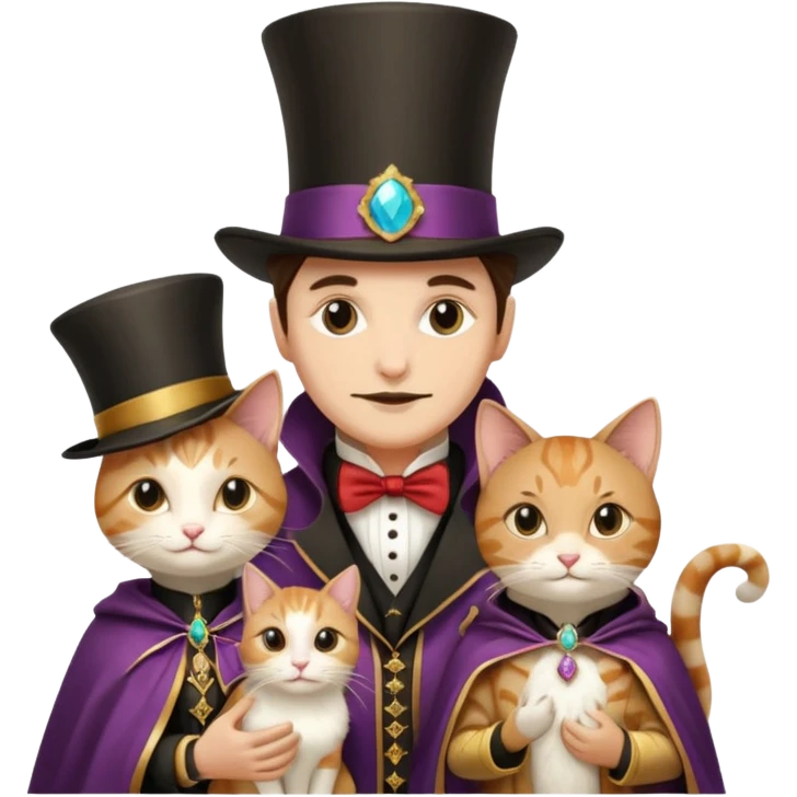 magician couple and their pet cat emoji