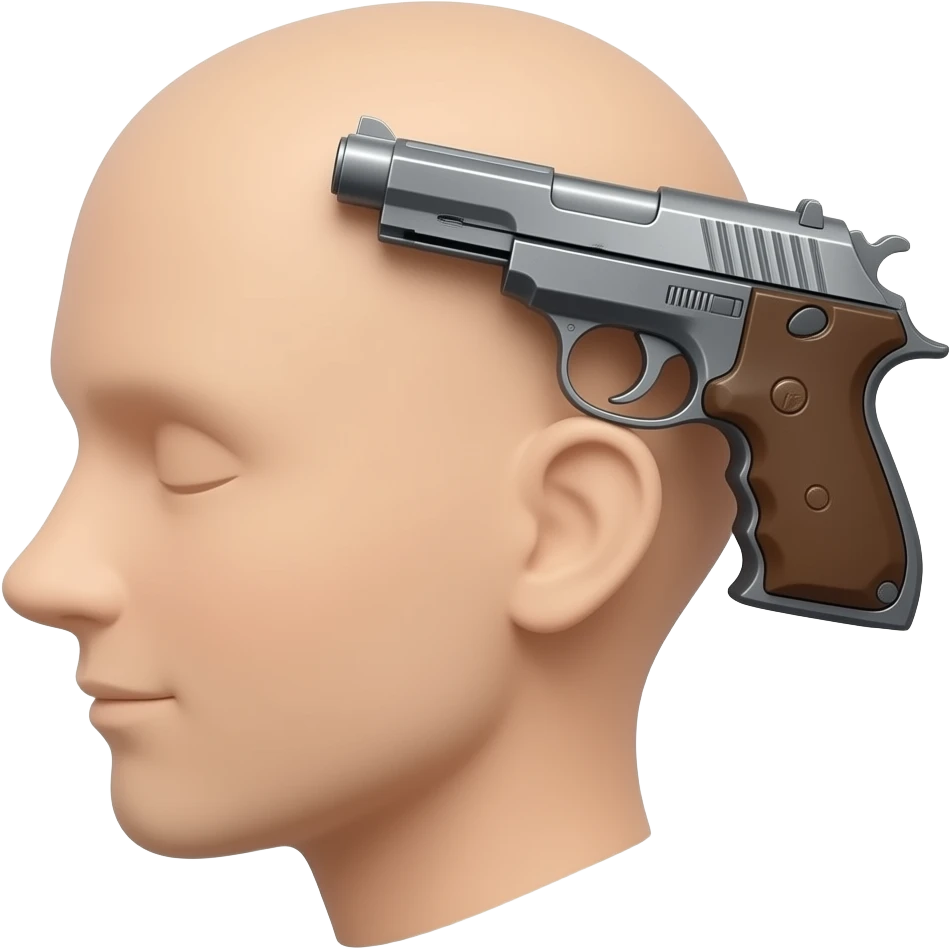 Эмо с пистолетом у виска emoji
