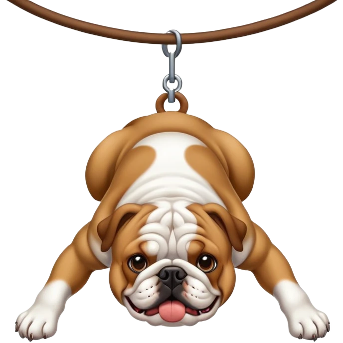 Bulldog hanging upside down emoji