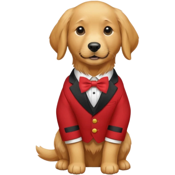 Golden Dog with NeckBow in red suit. emoji
