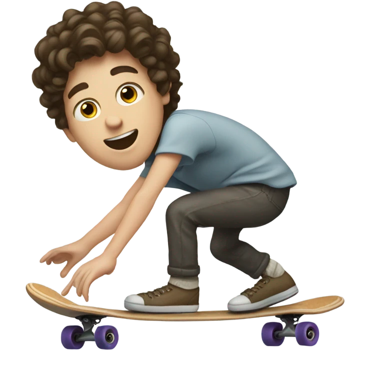 Skateboarding brunette white pale boy riding a skate board emoji