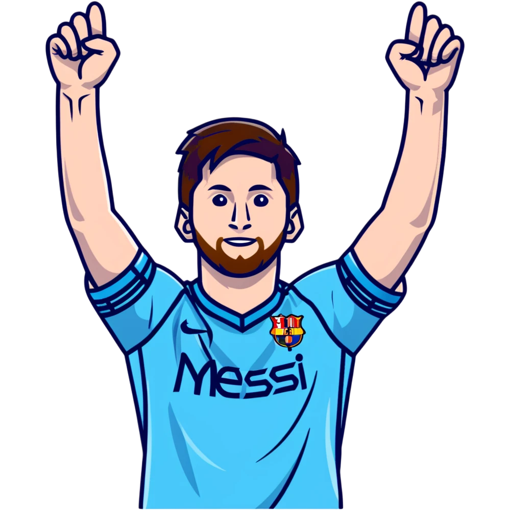 Messi celebrating a goal emoji