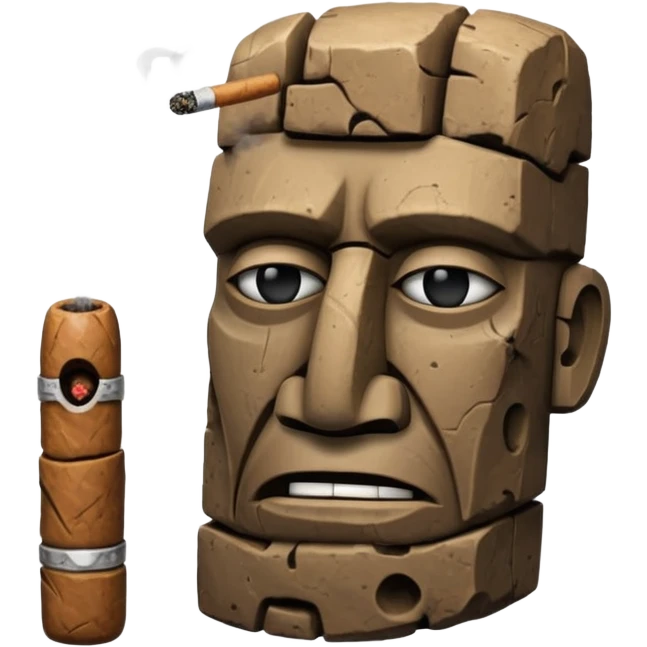 Blocky Easter island head smoking cigar emoji