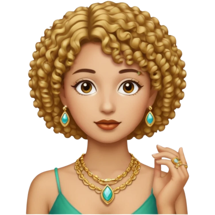 Female with short curly hair wearing jewelry  emoji