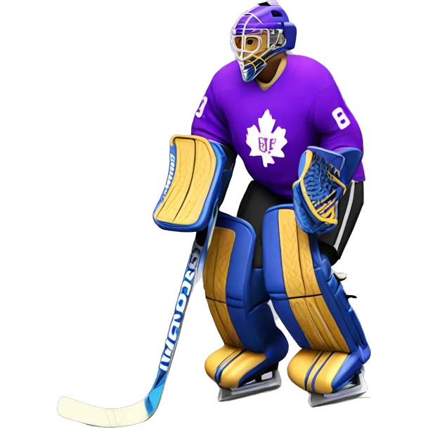 Hockey goalie in purple jersey emoji