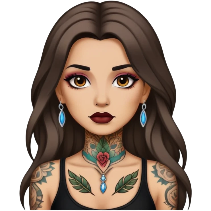 pretty neck tattoo long hair baddie with makeup emoji