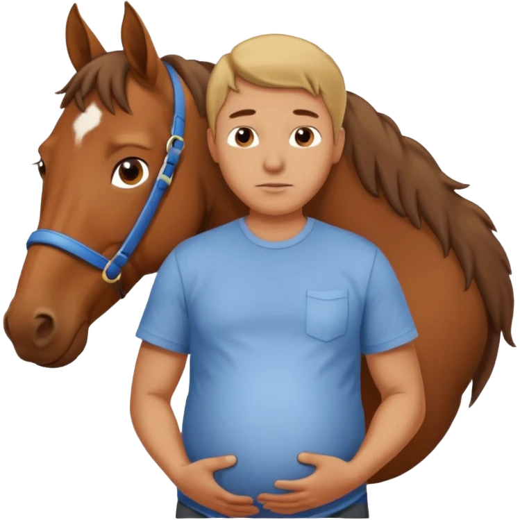 pregnant man  with horse emoji