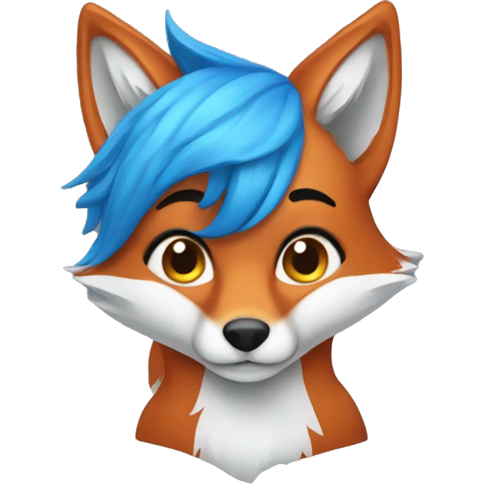 Red Fox with blue hair emoji