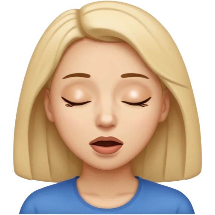 woman sighing, eyes closed, sigh coming from mouth, simple design, iPhone emoji style emoji