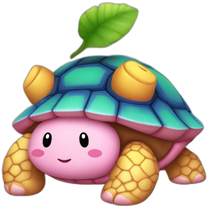 kirby sur une tortue emoji