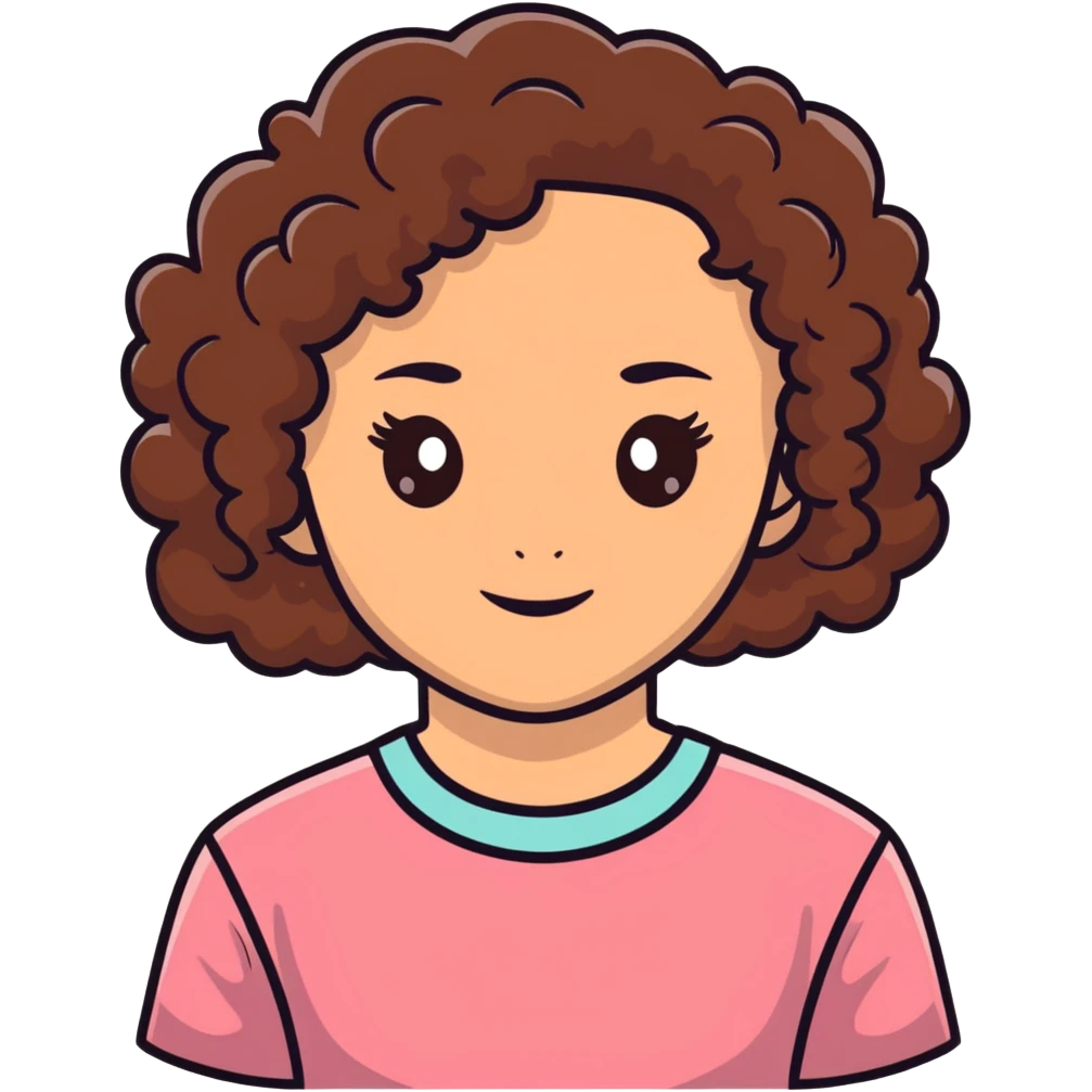 white girl with brown curly hair and brown eyes emoji