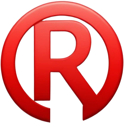 A red R in a circle that is black emoji