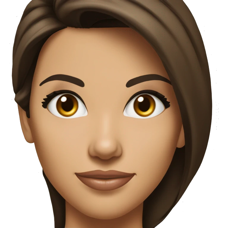 3/4 face, contrasted, shadow, light, Eva Longoria expression, standing from a distance, thin nose, brunette woman, hazel eyes, long eyelashes, dark shoulder shaded hair, white t-shirt, jeans, white sneakers emoji