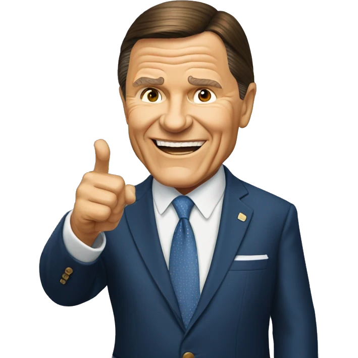 Kenneth Copeland standing up pointing forward  emoji