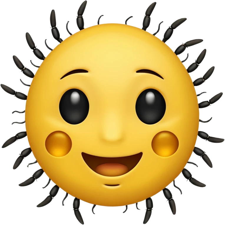 😊🥺 these emojis but with flies around it and its happy yellow face emoji black eyes emoji